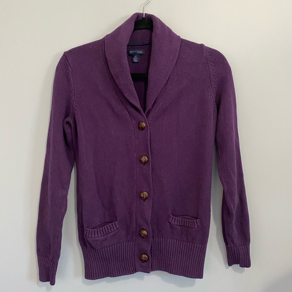 Vintage Tommy Hilfiger Purple Cardigan - Picture 1 of 3